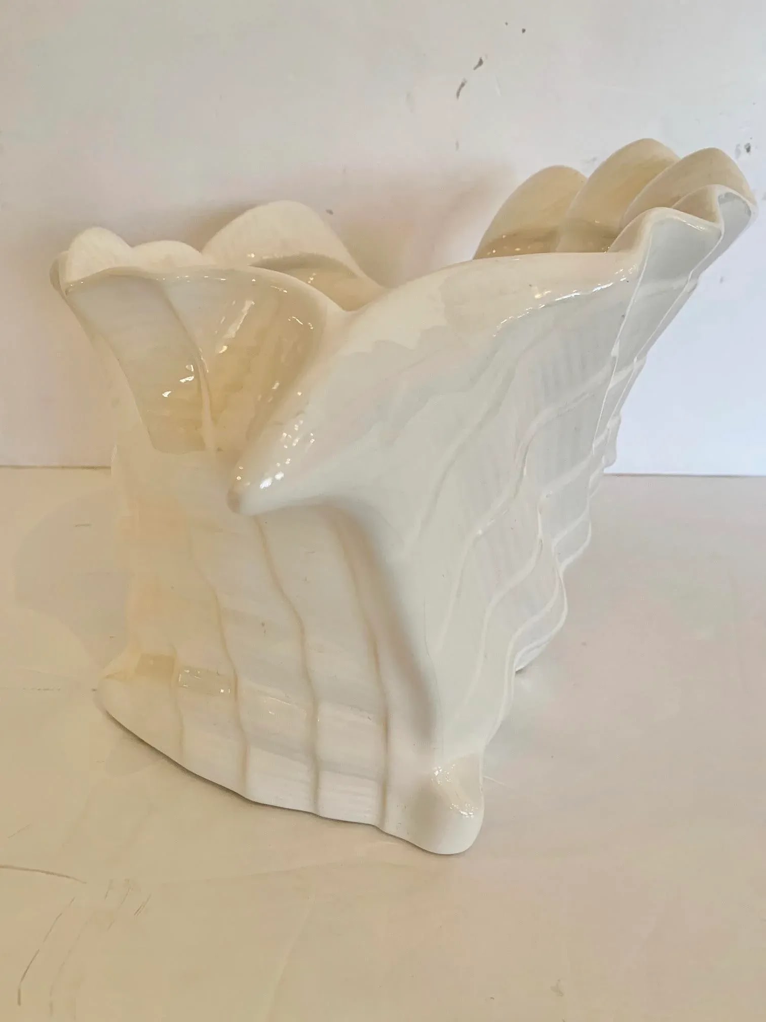 Large Portuguese Ceramic Nautilus Shell Pottery Planter Flower Pot - 7