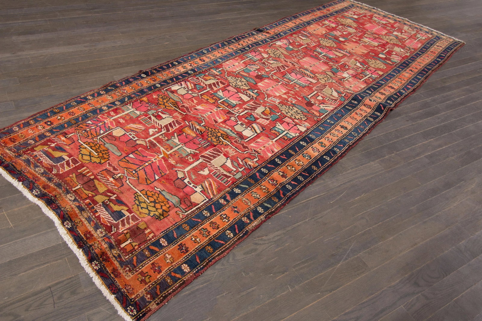 Vintage Persian Hamadan Wool Runner, - 3