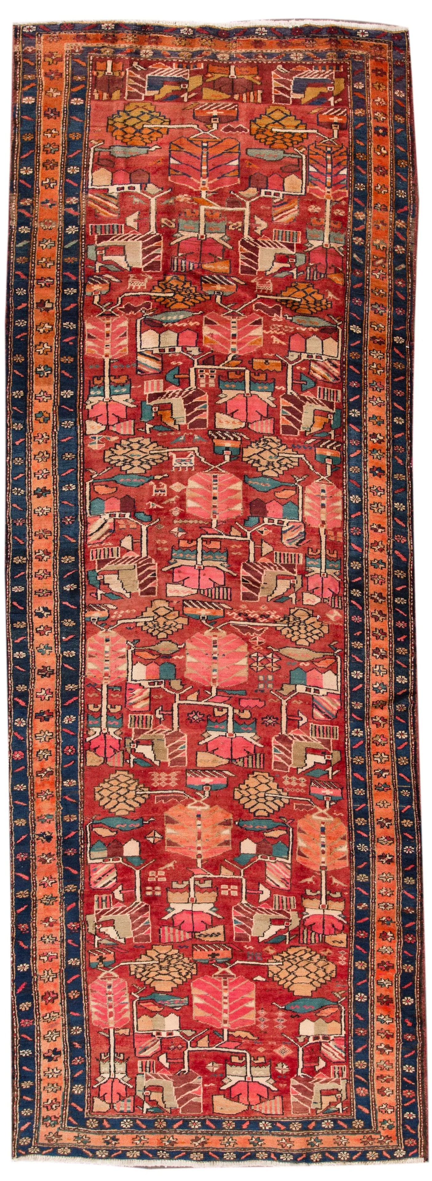 Vintage Persian Hamadan Wool Runner, - 7