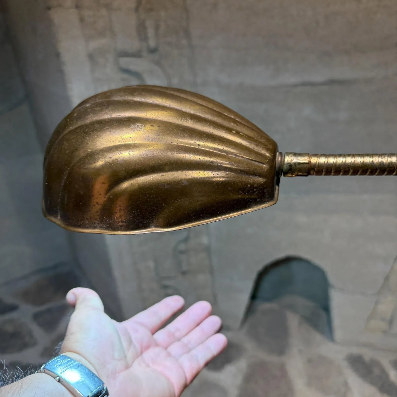 Floor Lamp Articulated Shell Cane & Brass Mid Century Tommaso Barbi - 5