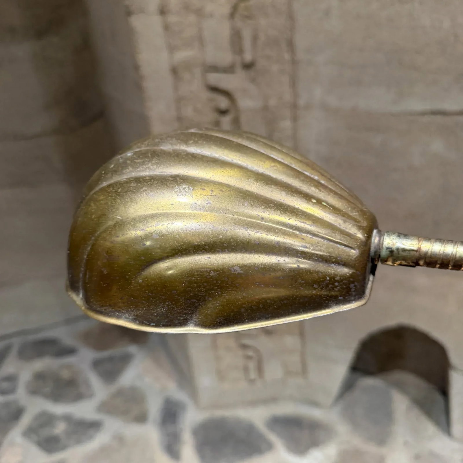 Floor Lamp Articulated Shell Cane & Brass Mid Century Tommaso Barbi - 6