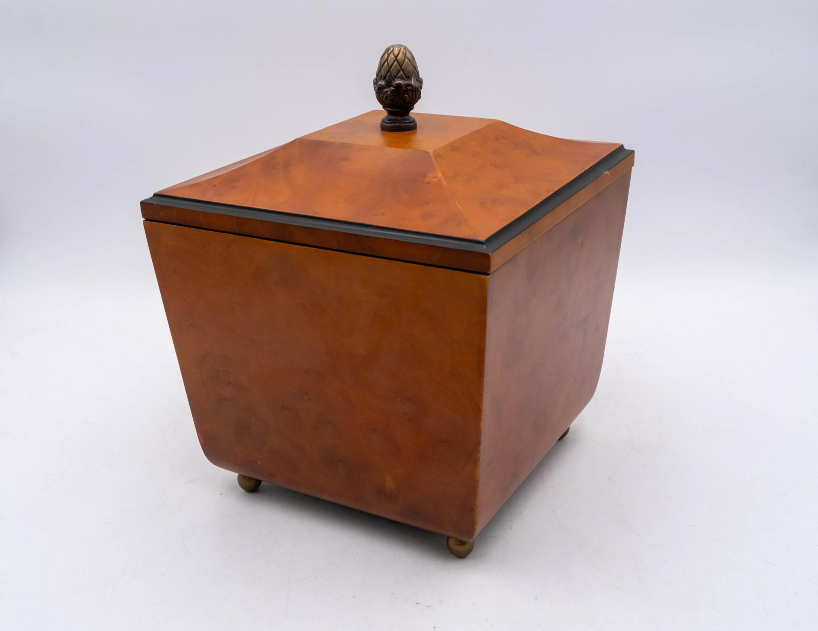 Decorative Crafts Burl Wood Lidded Box or Tea Caddy - 2