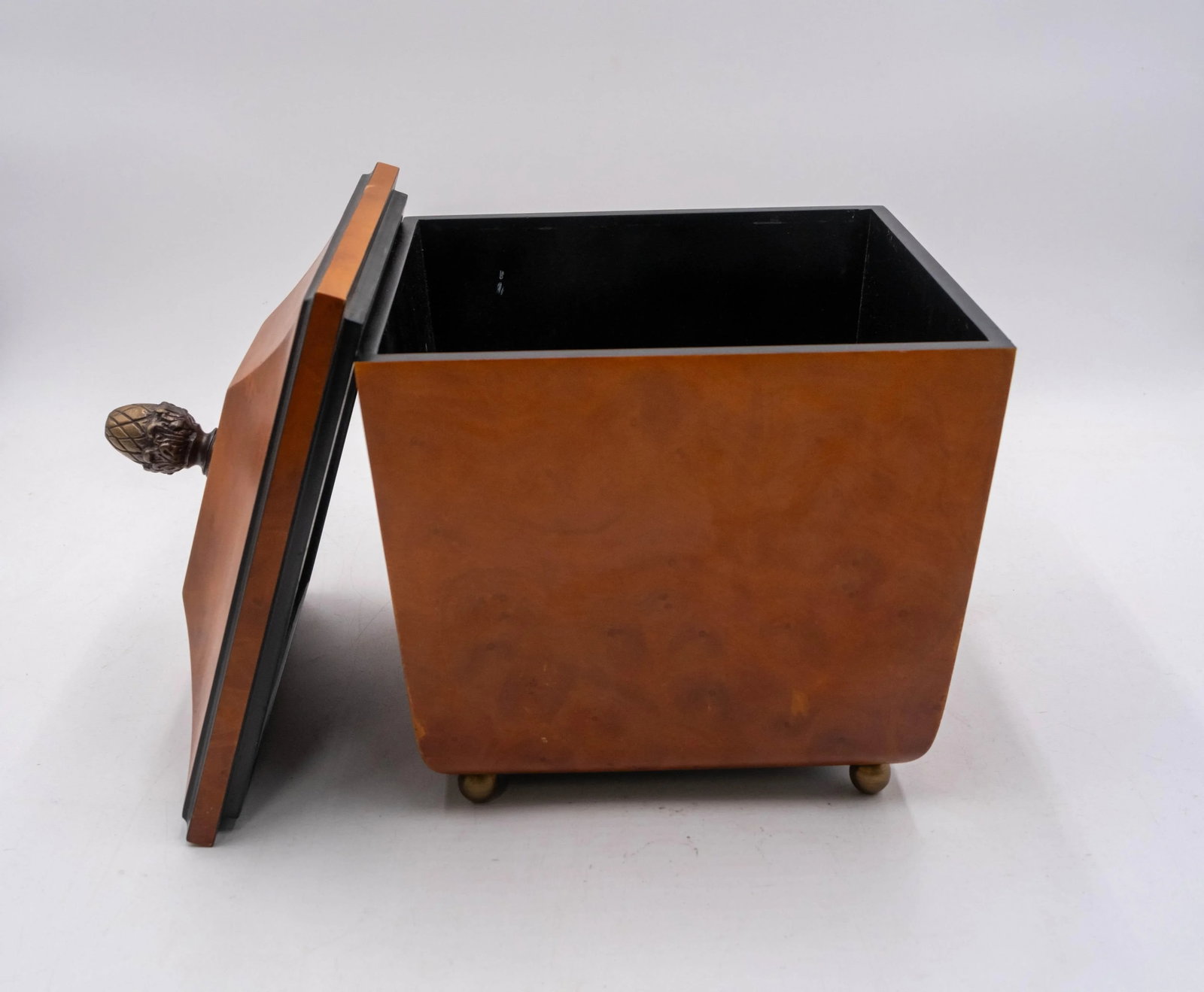 Decorative Crafts Burl Wood Lidded Box or Tea Caddy - 3