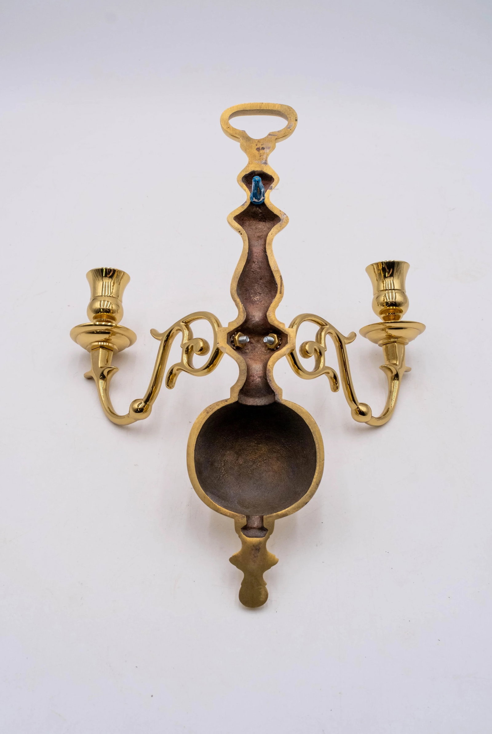 Vintage Pair of 2 Arm Brass Colonial Williamsburg Style Sconces - 3
