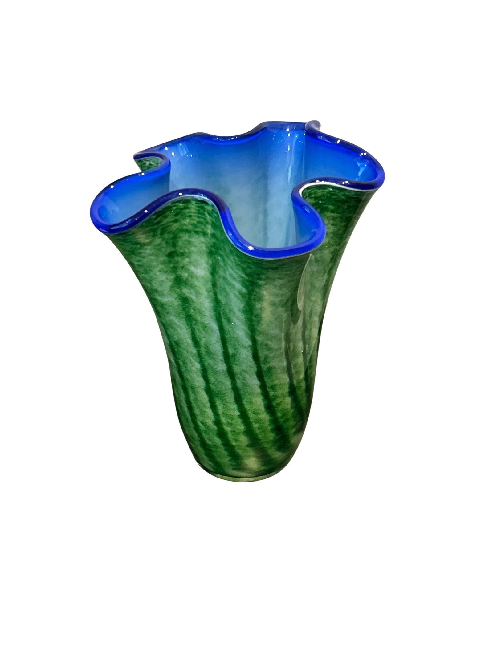 Vintage Krosno Jozefina Attributed "Sea Mist" Hand-Blown Art Glass Vase - 2