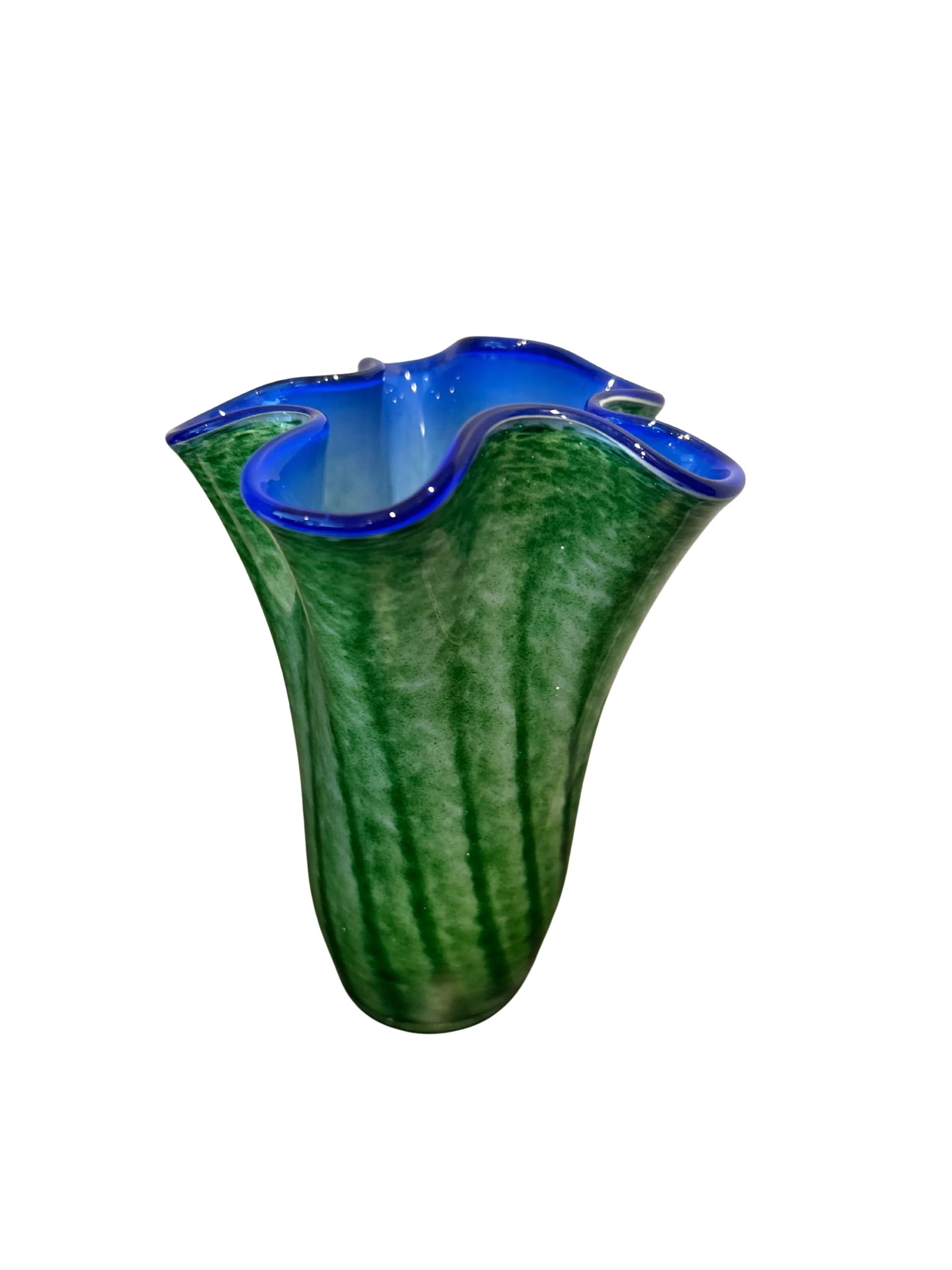 Vintage Krosno Jozefina Attributed "Sea Mist" Hand-Blown Art Glass Vase - 3