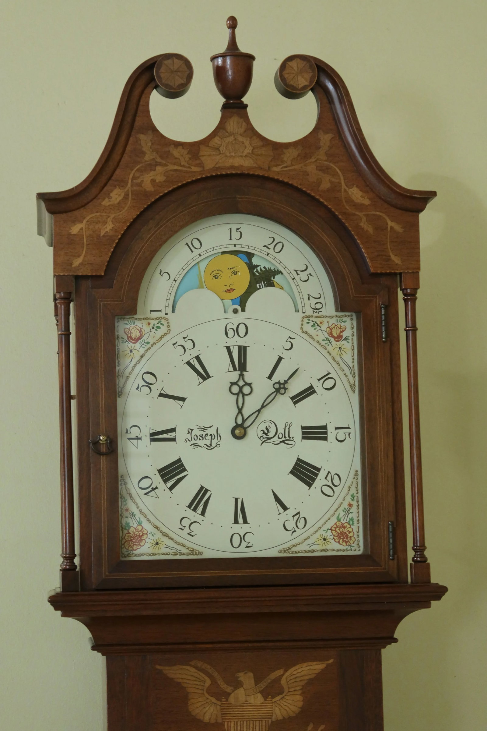 Sligh Joseph Doll Henry Ford Inlaid Mahogany Grandfather Clock - 2
