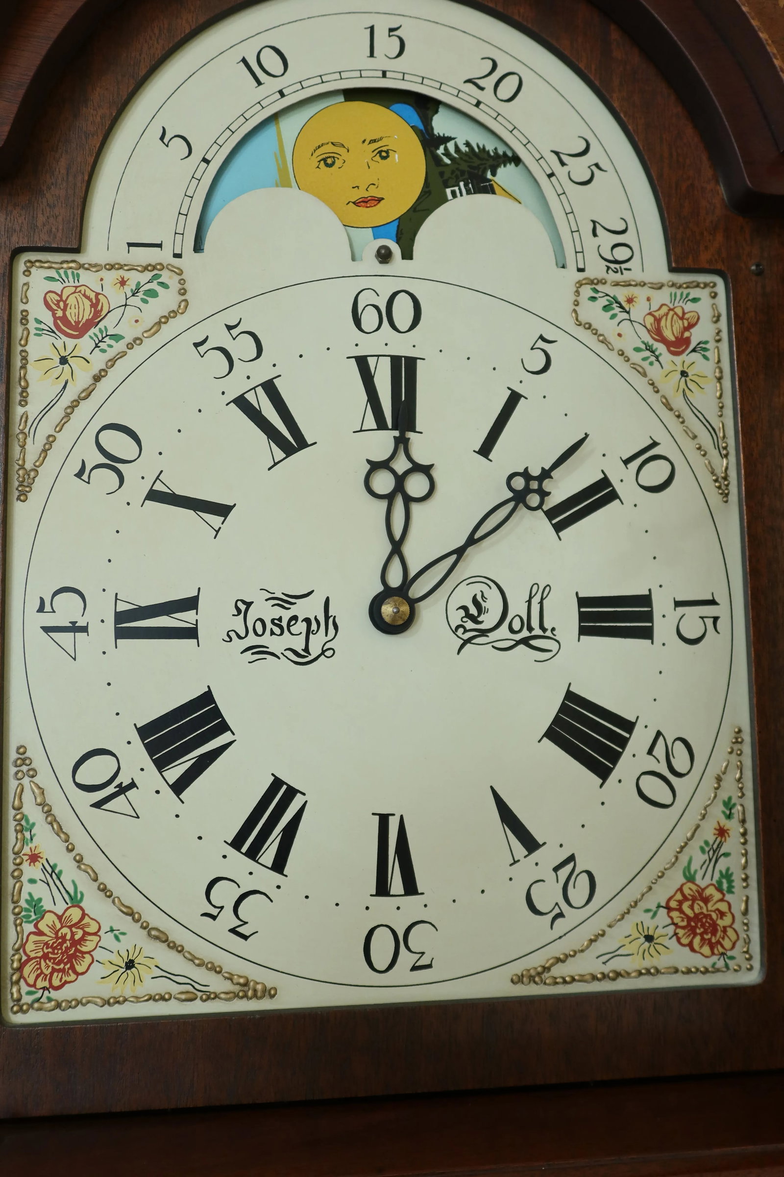 Sligh Joseph Doll Henry Ford Inlaid Mahogany Grandfather Clock - 6