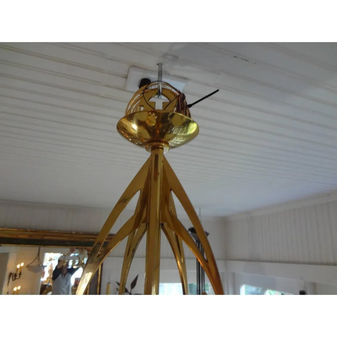 1960's Italian Mid-Century Modern Stilnovo Style Brass Chandelier - 7