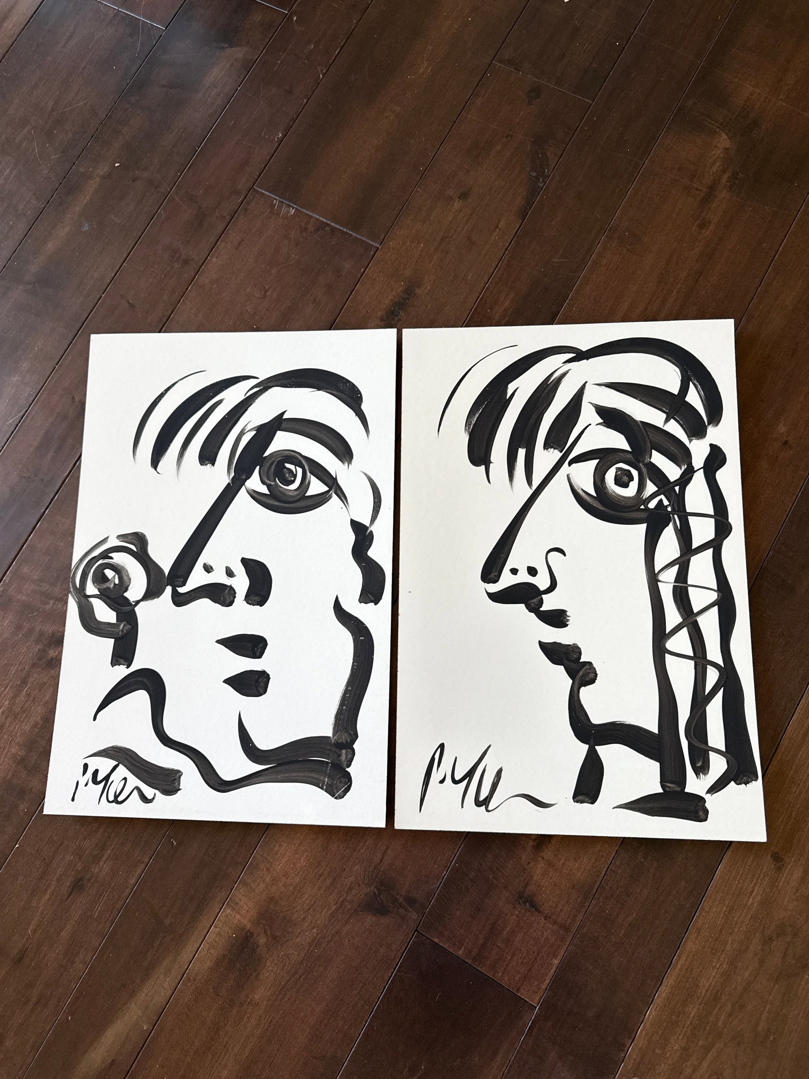 20th Century Profile Paintings by Peter Keil . A Pair - 2
