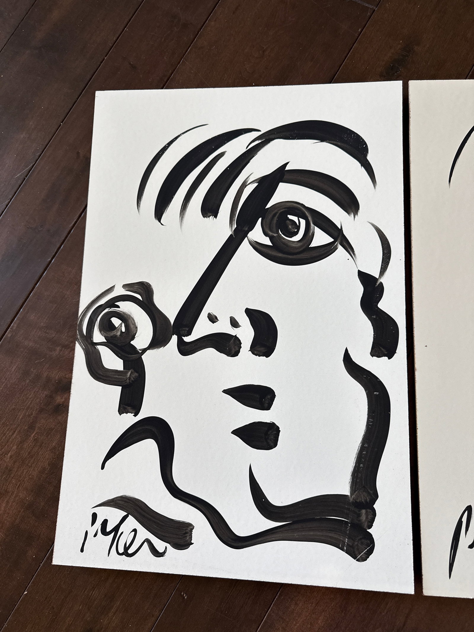 20th Century Profile Paintings by Peter Keil . A Pair - 3