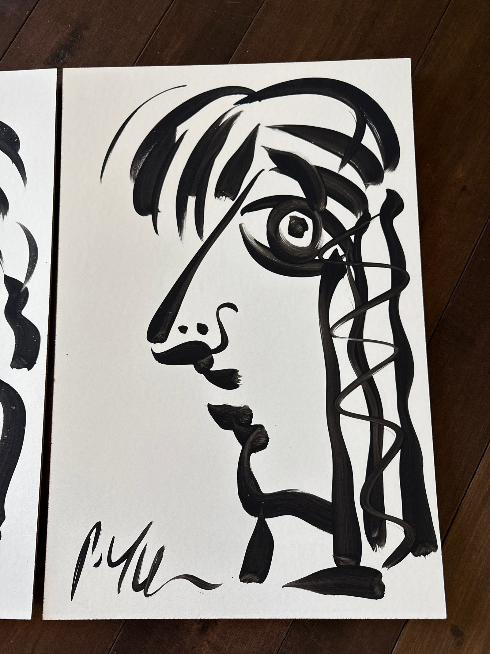 20th Century Profile Paintings by Peter Keil . A Pair - 4