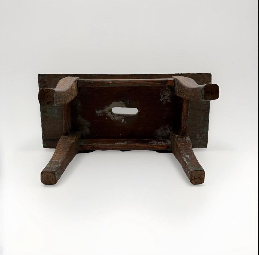 Antique Primitive Wooden Milking Foot Stool Rustic Farmhouse Patina, C. 1880-1920 - 3