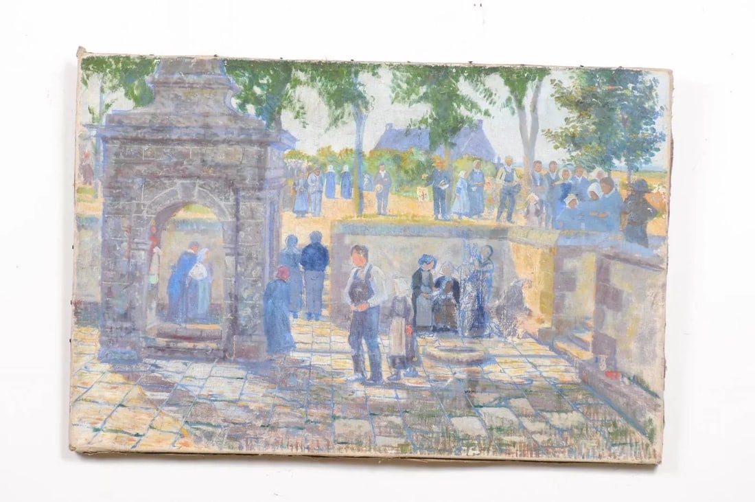 Late 19th Century French Figurative Provencal Oil Painting of a Social Gathering - 2