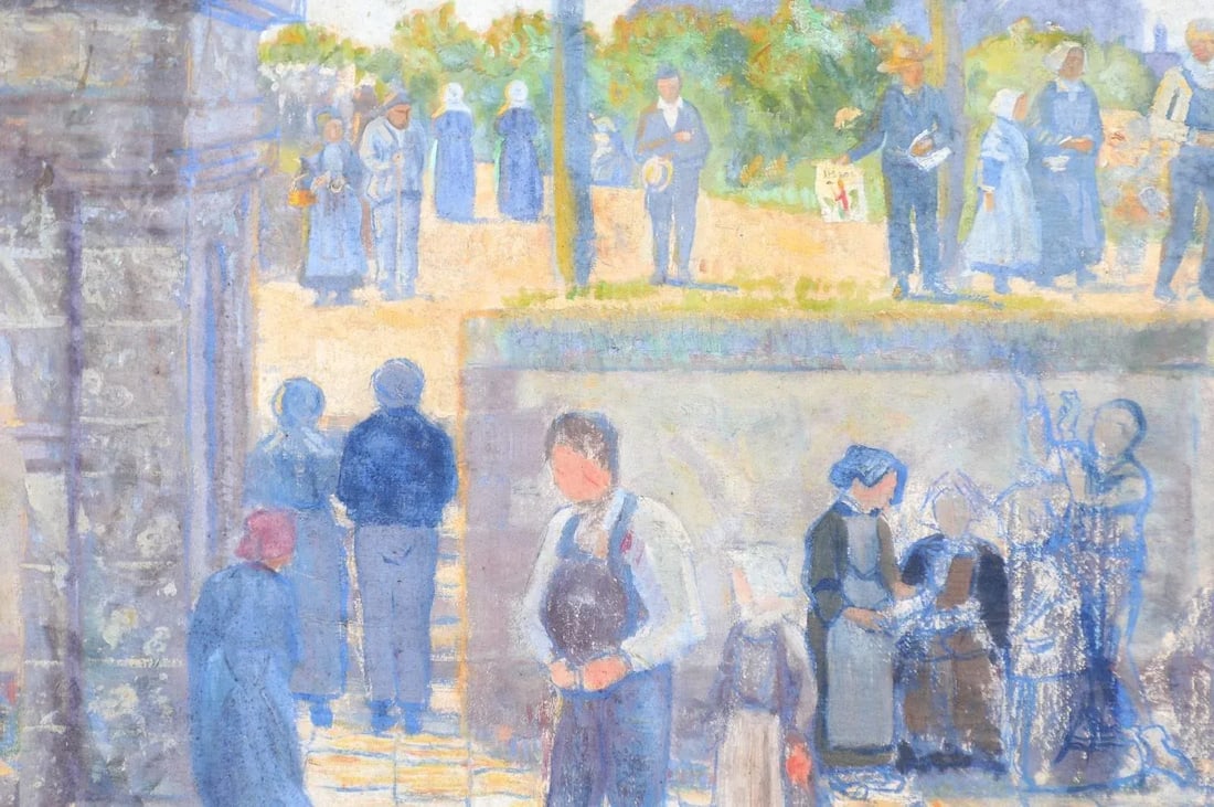 Late 19th Century French Figurative Provencal Oil Painting of a Social Gathering - 7