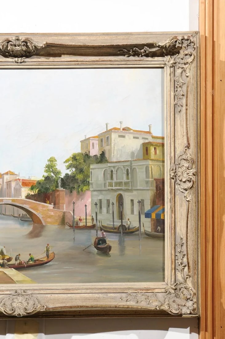 Mid 19th Century Venetian Scene Oil Painting, Framed - 6