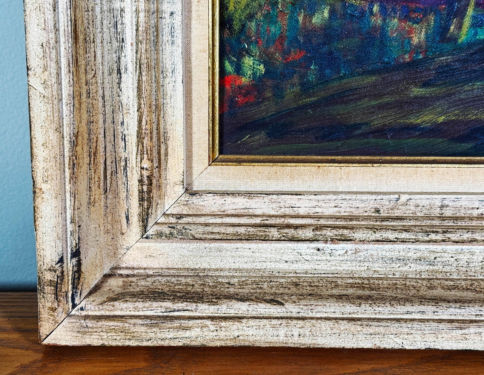 Vintage Mid Century Harbor Scene Oil Painting With Boats - 6