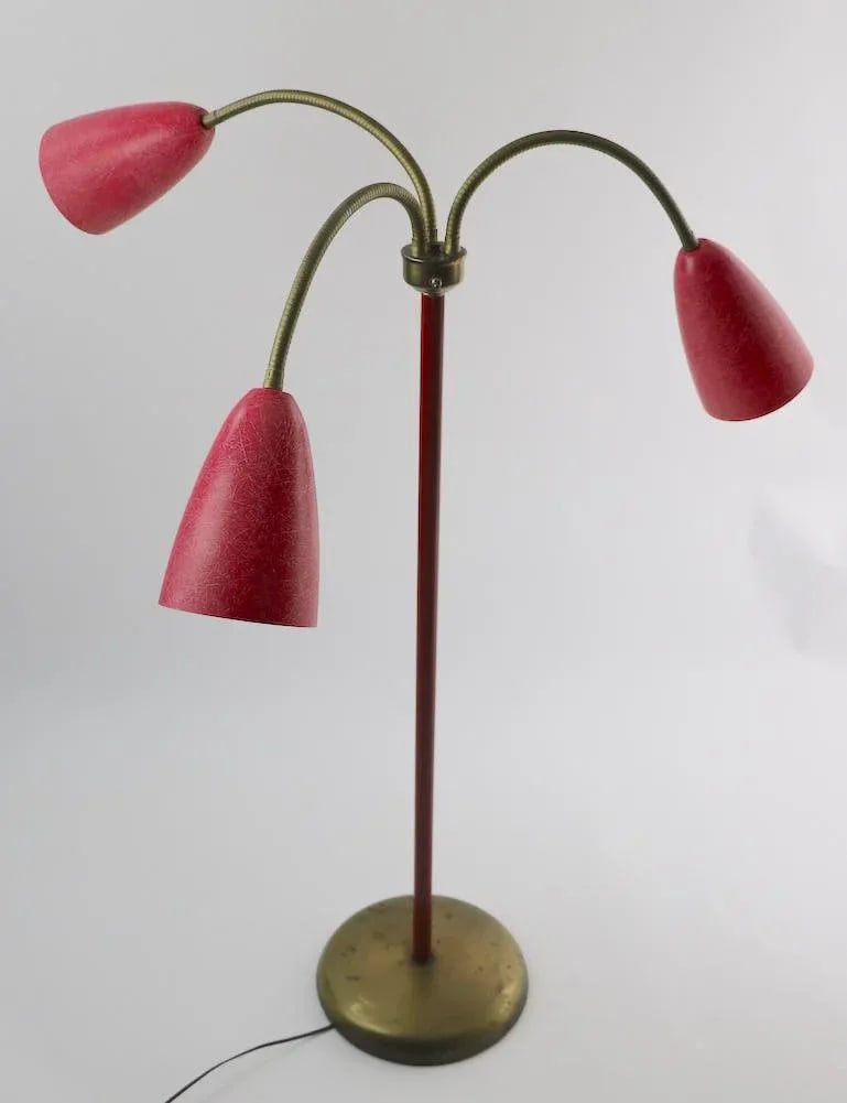 Mid Century Gooseneck Floor Lamp in Red - 2