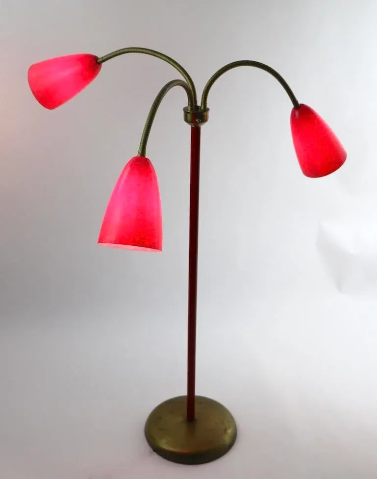 Mid Century Gooseneck Floor Lamp in Red - 3