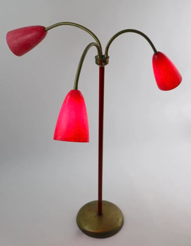 Mid Century Gooseneck Floor Lamp in Red - 5