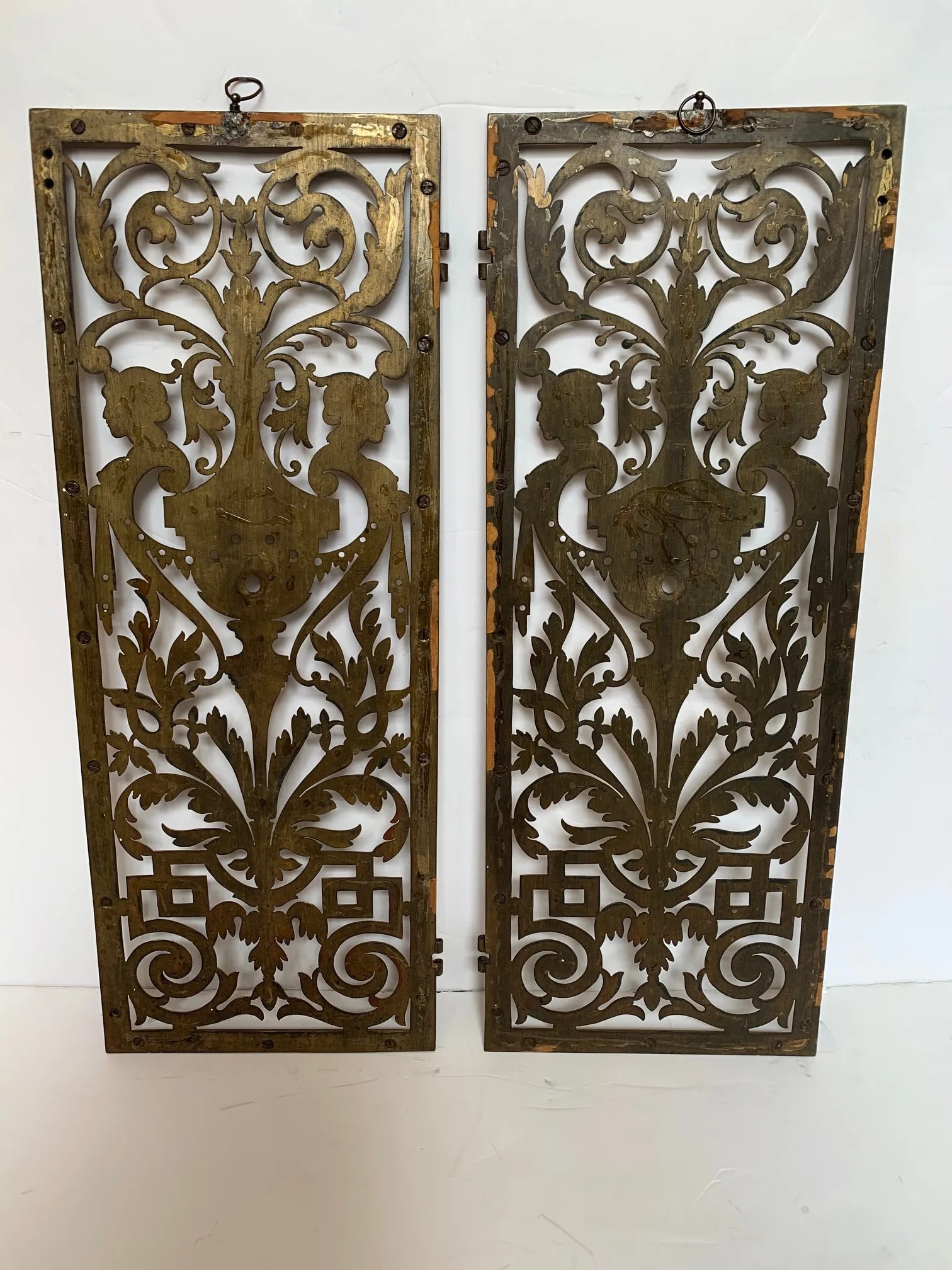 Vintage Pierced and Etched Brass Panels -A Pair - 2