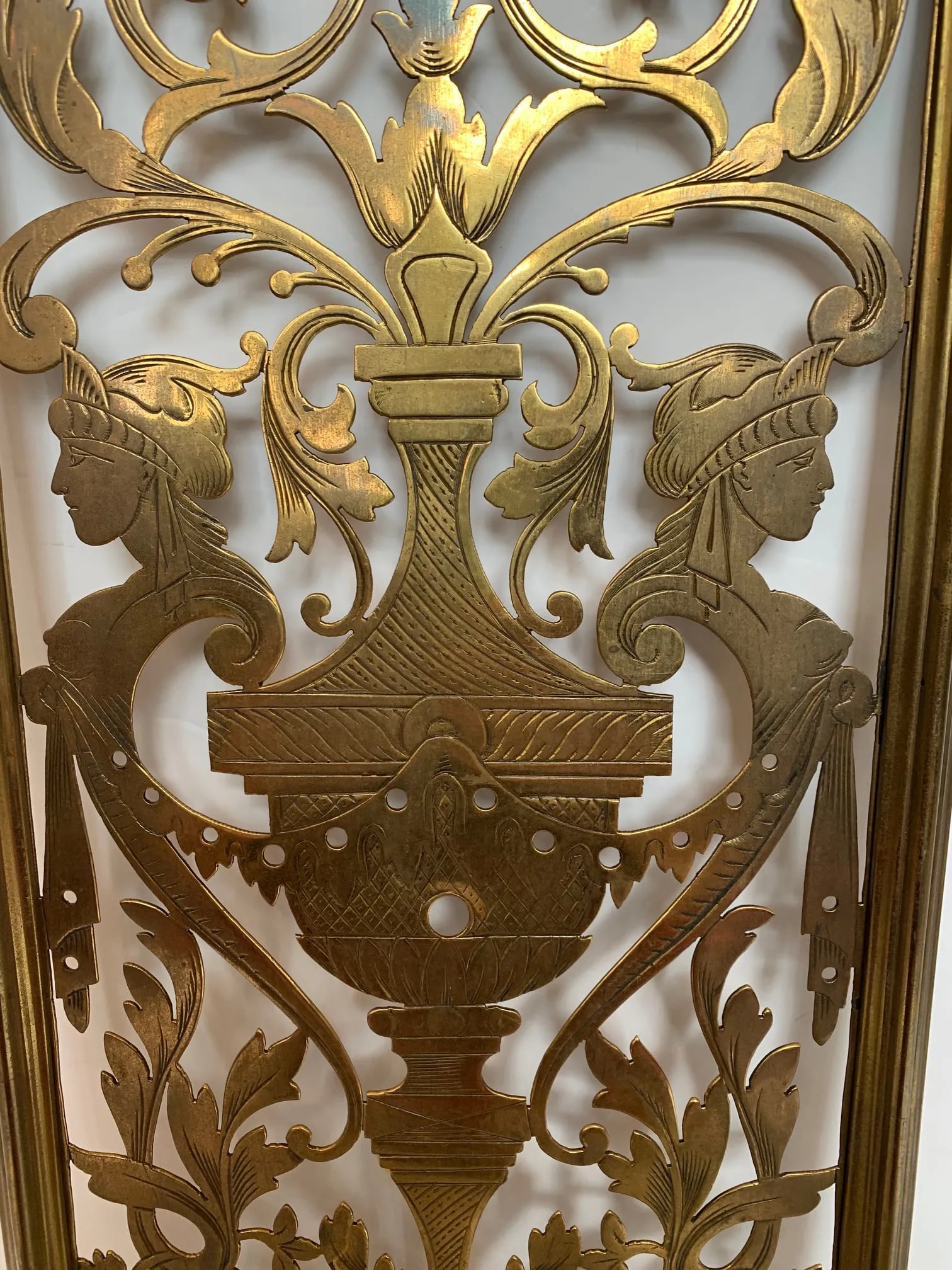 Vintage Pierced and Etched Brass Panels -A Pair - 4