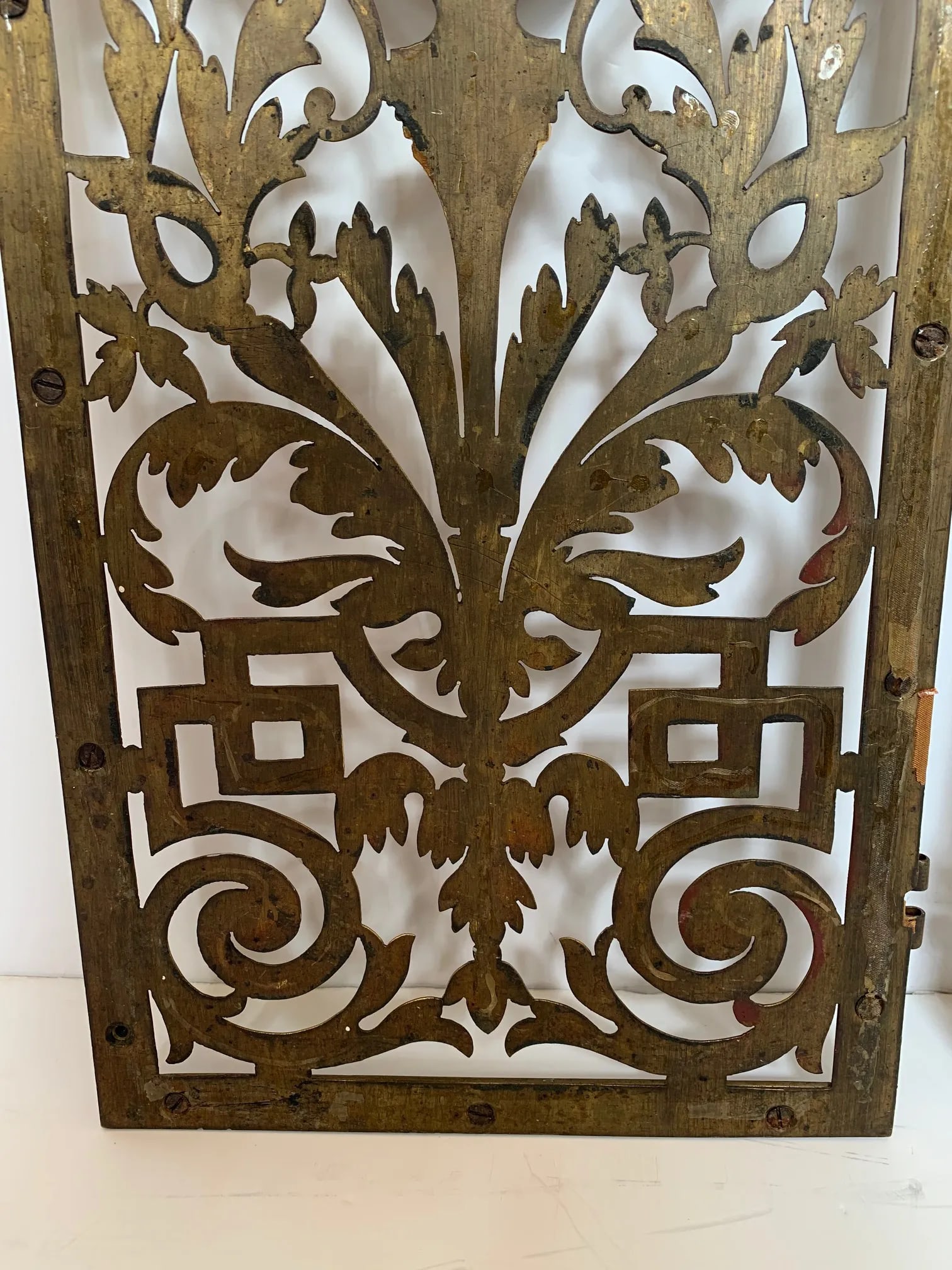 Vintage Pierced and Etched Brass Panels -A Pair - 8