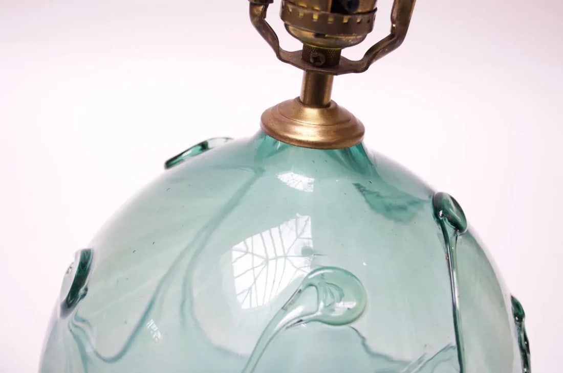 1970s Aqua Tone 'Lily Pad' Art Glass Lamp by Richard Harkness - 3