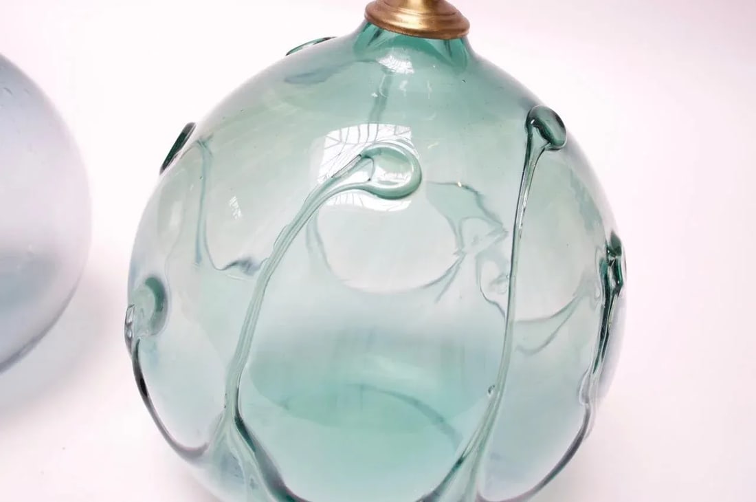 1970s Aqua Tone 'Lily Pad' Art Glass Lamp by Richard Harkness - 4