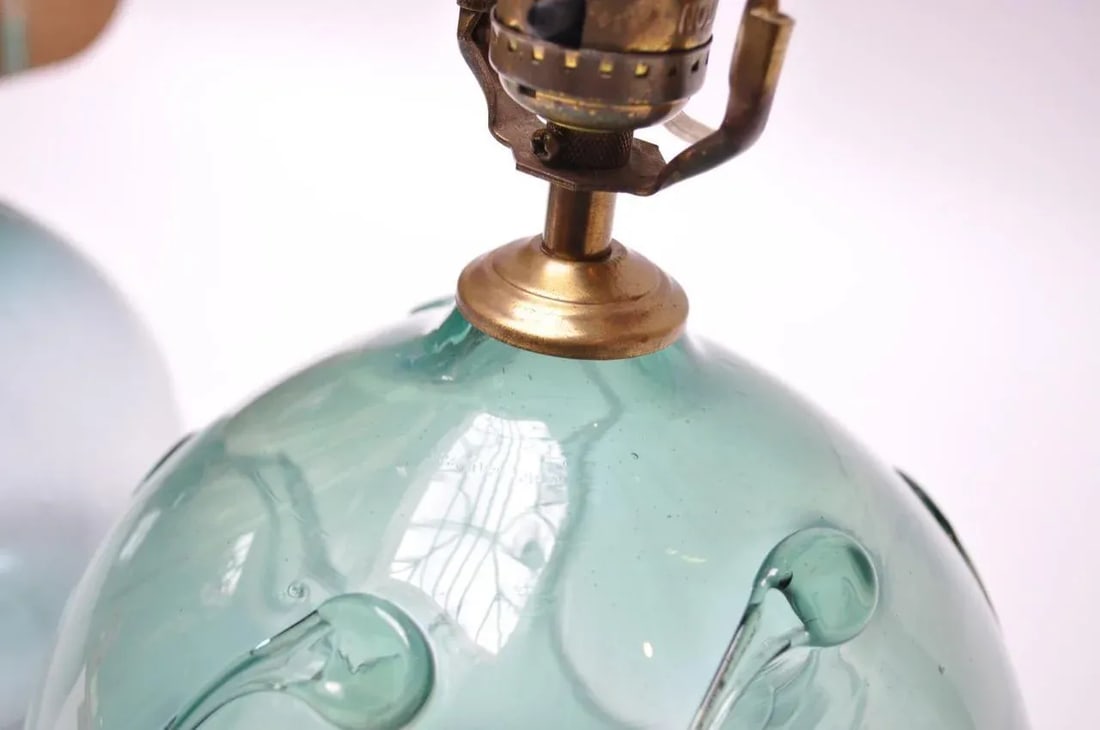 1970s Aqua Tone 'Lily Pad' Art Glass Lamp by Richard Harkness - 5