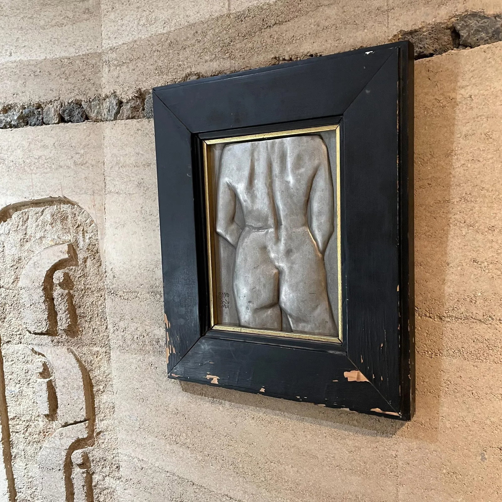 Mid 20th Century Female Nude Torso Metal Wall Art, Framed - 2