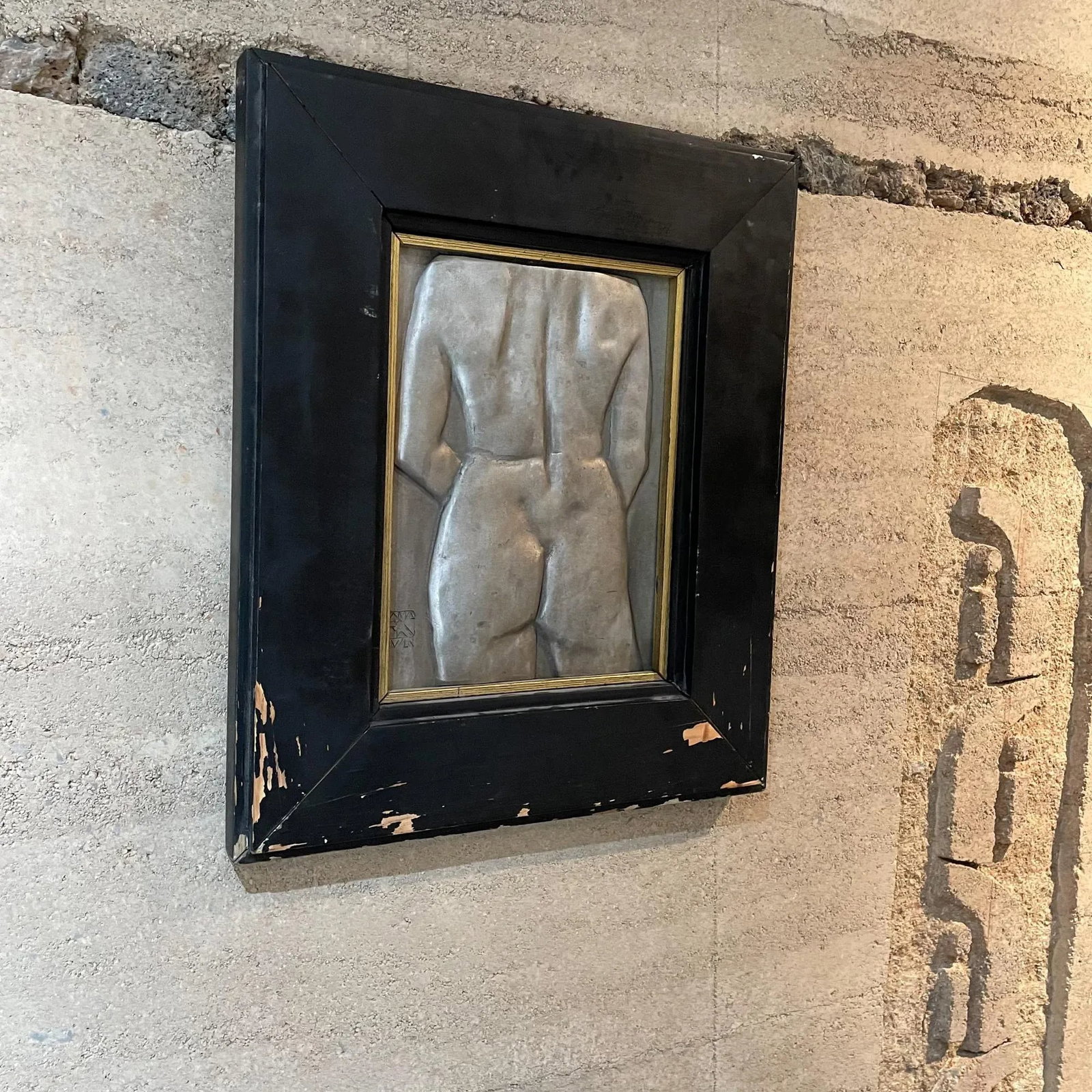 Mid 20th Century Female Nude Torso Metal Wall Art, Framed - 3