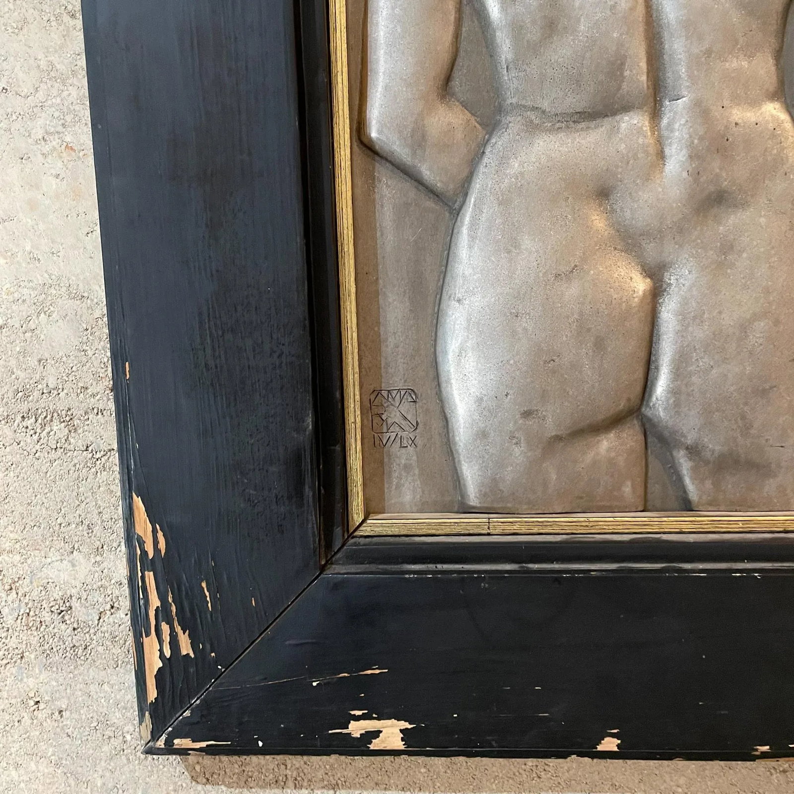 Mid 20th Century Female Nude Torso Metal Wall Art, Framed - 4