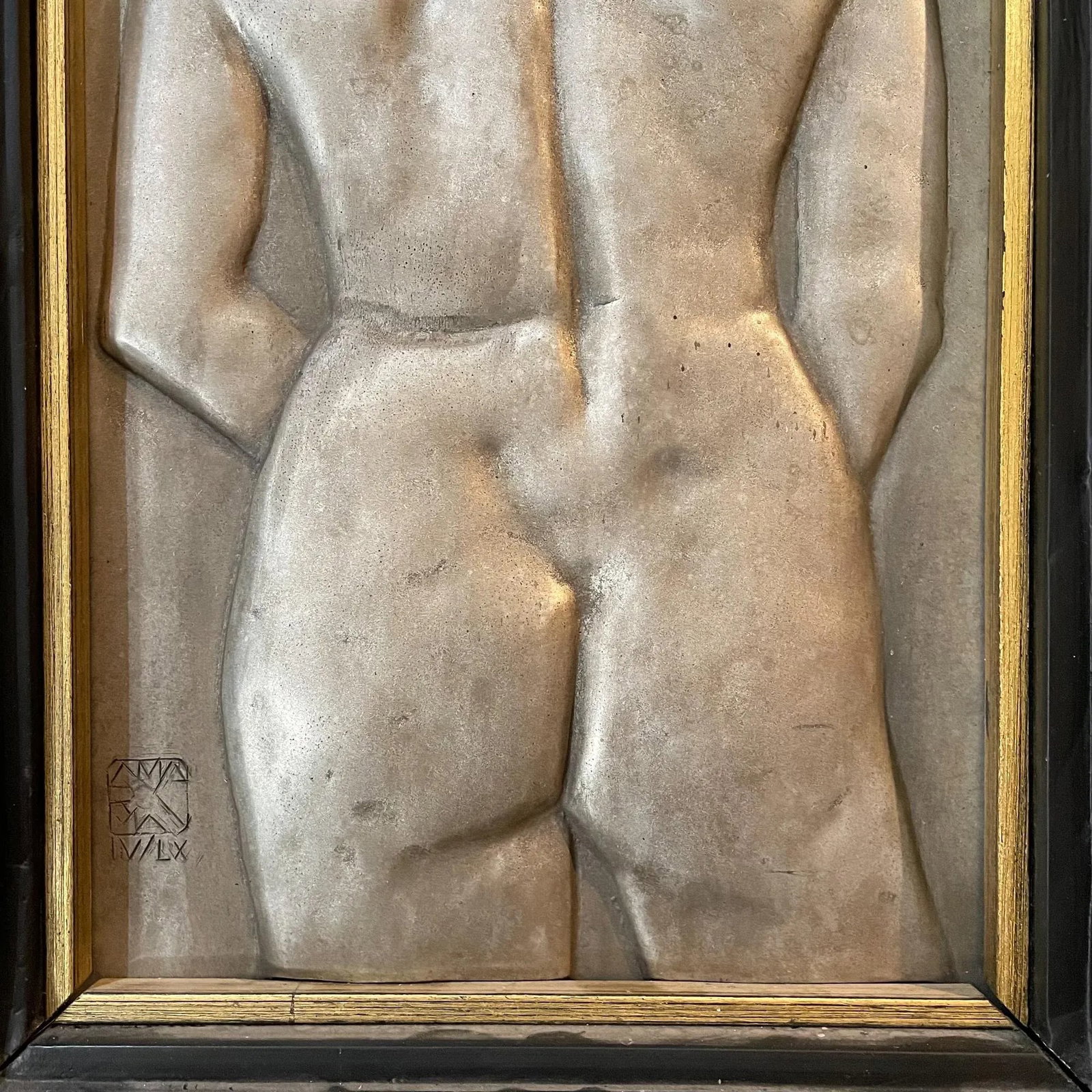 Mid 20th Century Female Nude Torso Metal Wall Art, Framed - 8