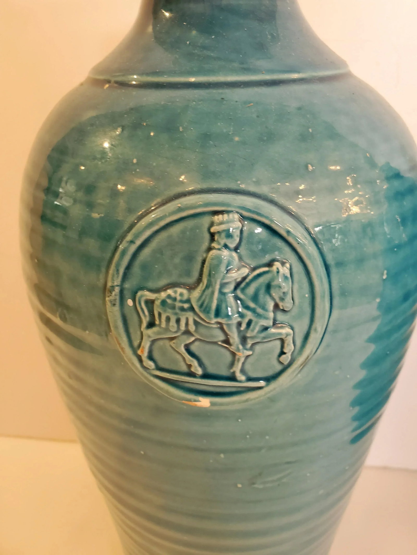 Turquoise Italian Ceramic Vases -A Pair - 2