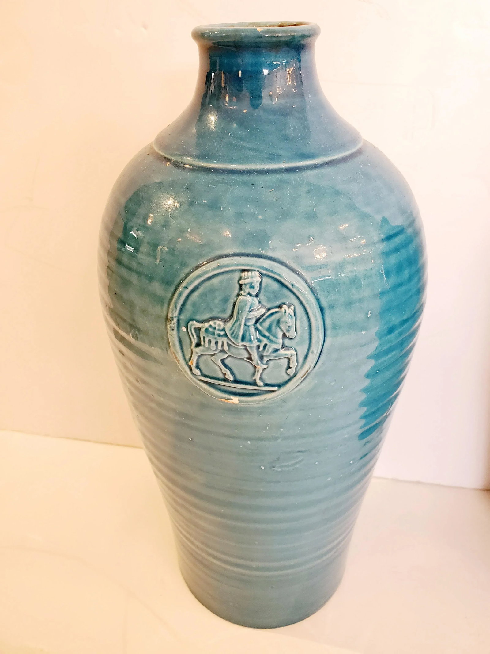 Turquoise Italian Ceramic Vases -A Pair - 3