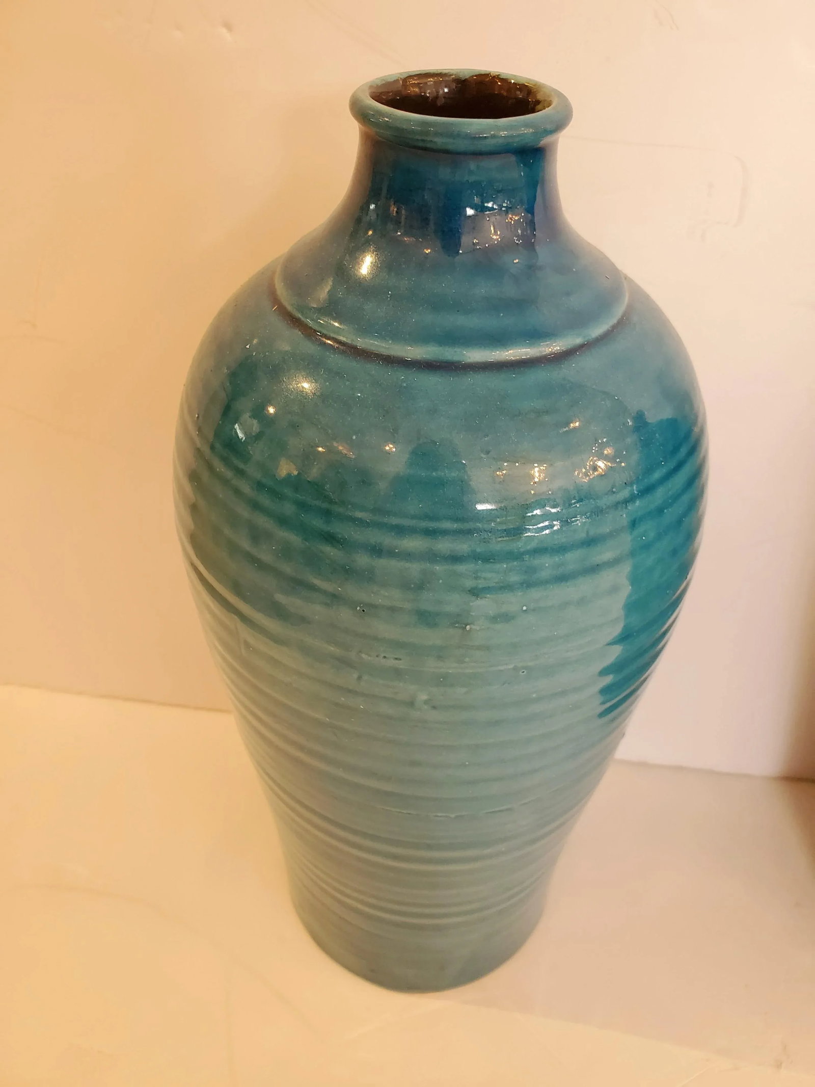 Turquoise Italian Ceramic Vases -A Pair - 4