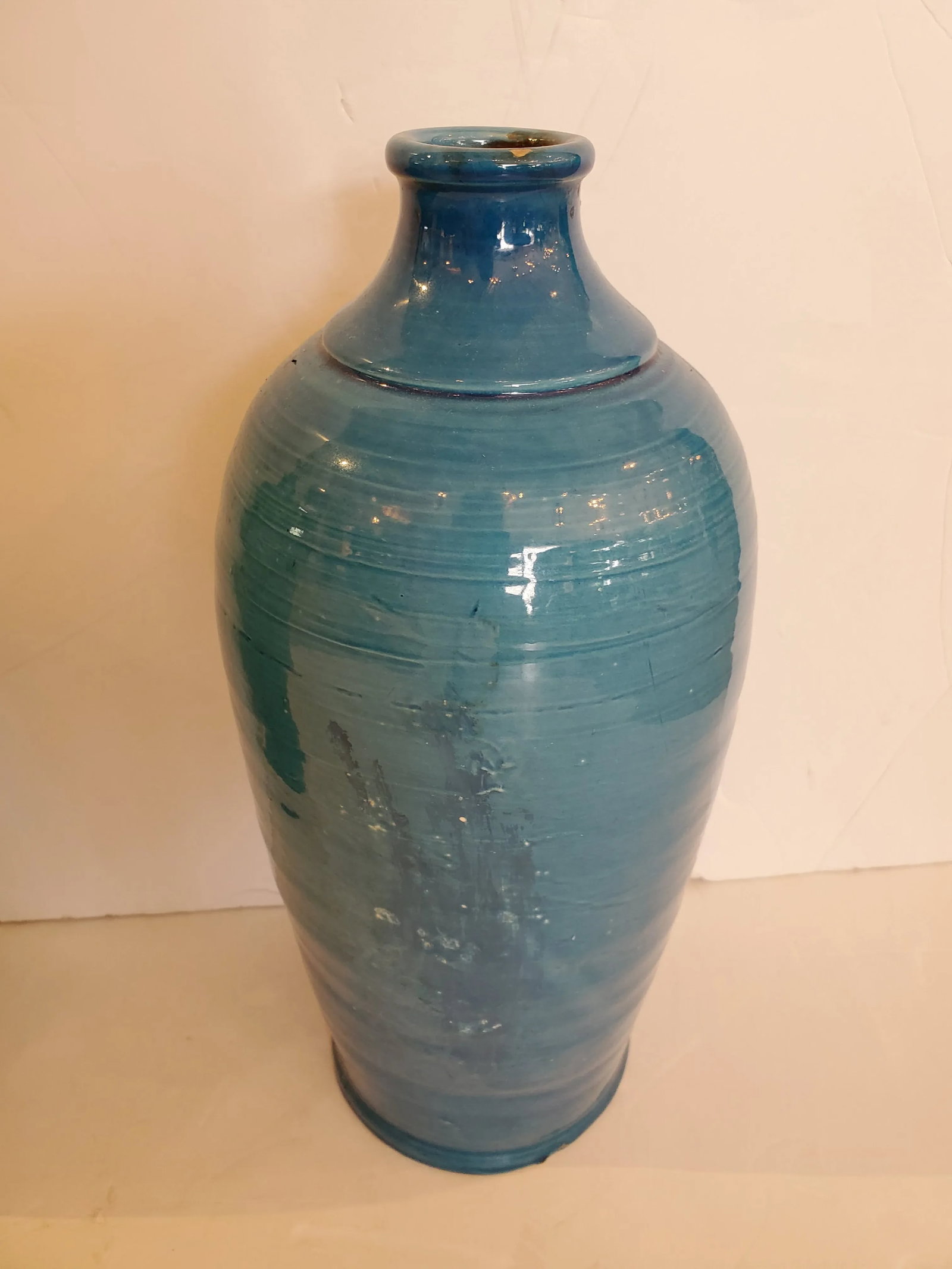 Turquoise Italian Ceramic Vases -A Pair - 5