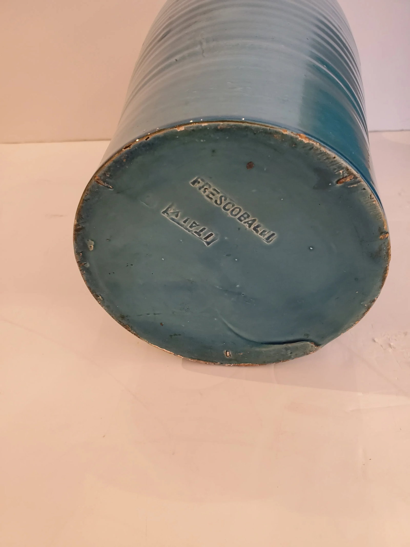 Turquoise Italian Ceramic Vases -A Pair - 6