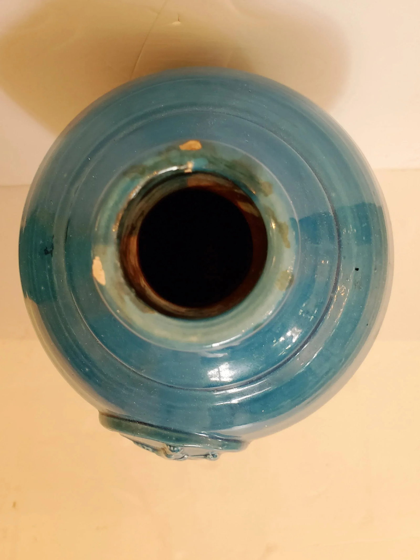 Turquoise Italian Ceramic Vases -A Pair - 7