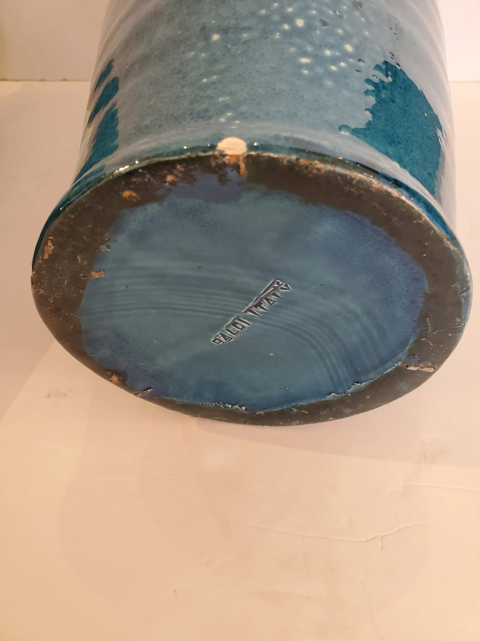 Turquoise Italian Ceramic Vases -A Pair - 9