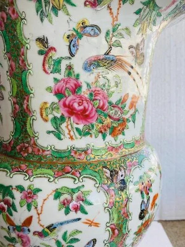 Antique Rose Medallion Vase - 10