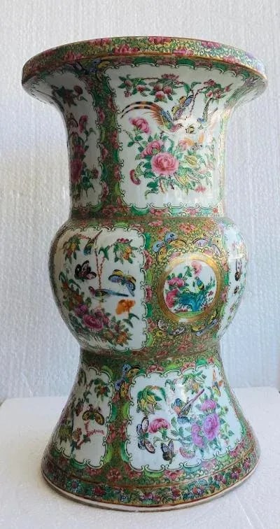 Antique Rose Medallion Vase - 2