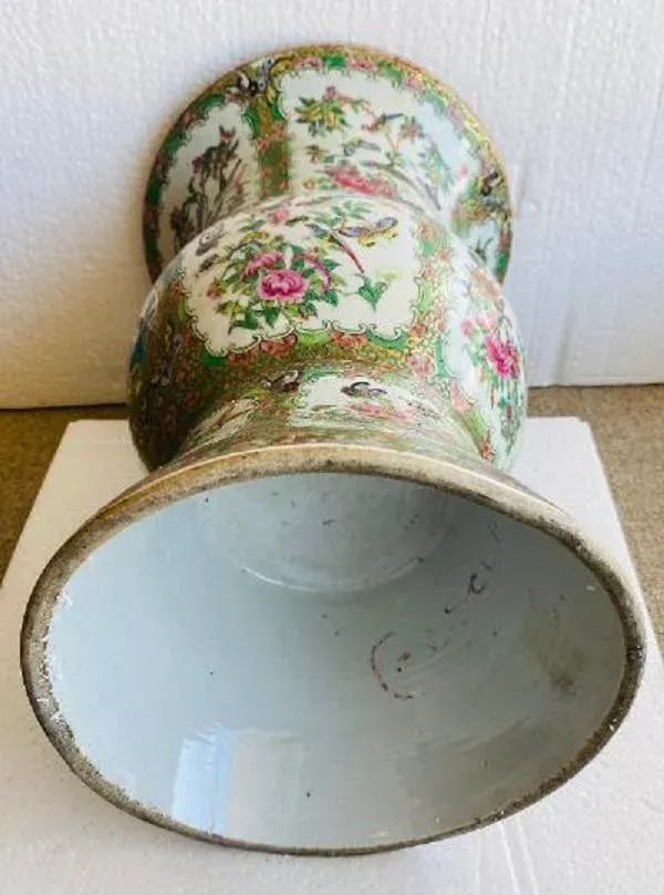Antique Rose Medallion Vase - 7