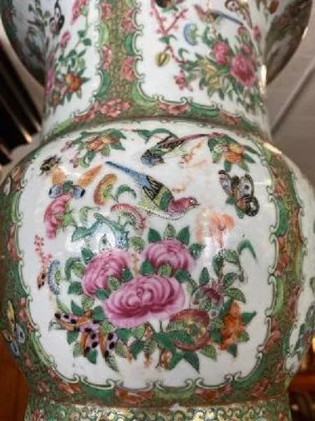 Antique Rose Medallion Vase - 8