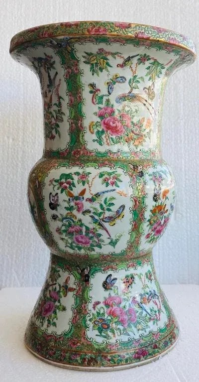Antique Rose Medallion Vase - 9