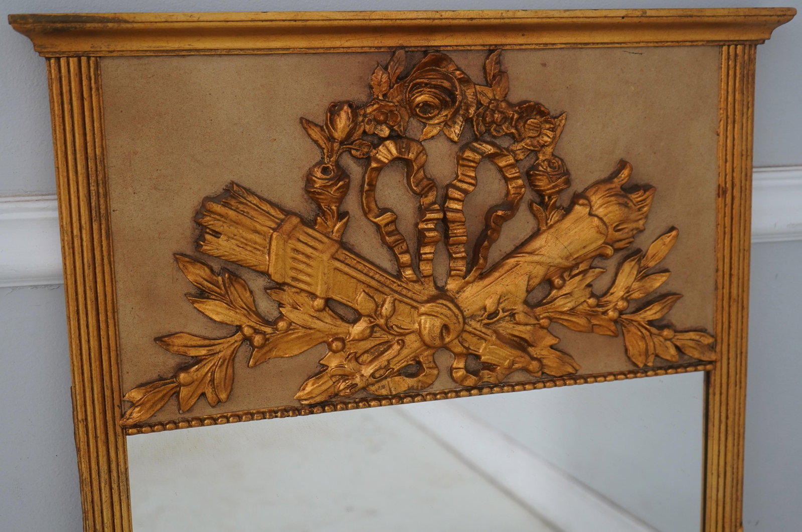 Vintage French Style Torch Carved Top Mirror - 3