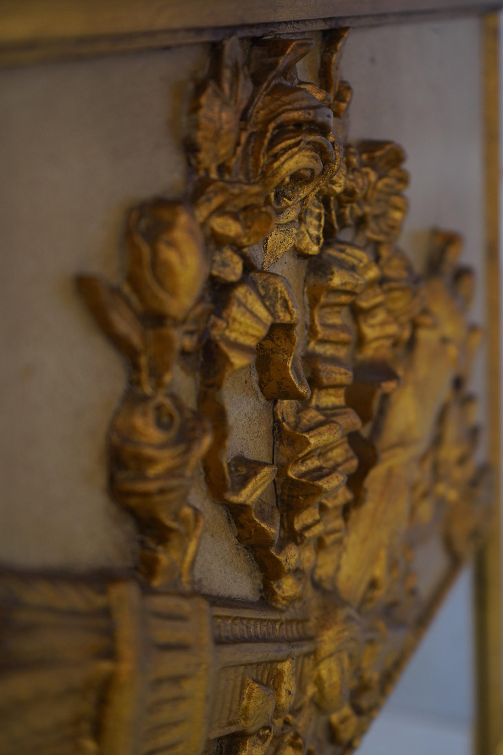 Vintage French Style Torch Carved Top Mirror - 7