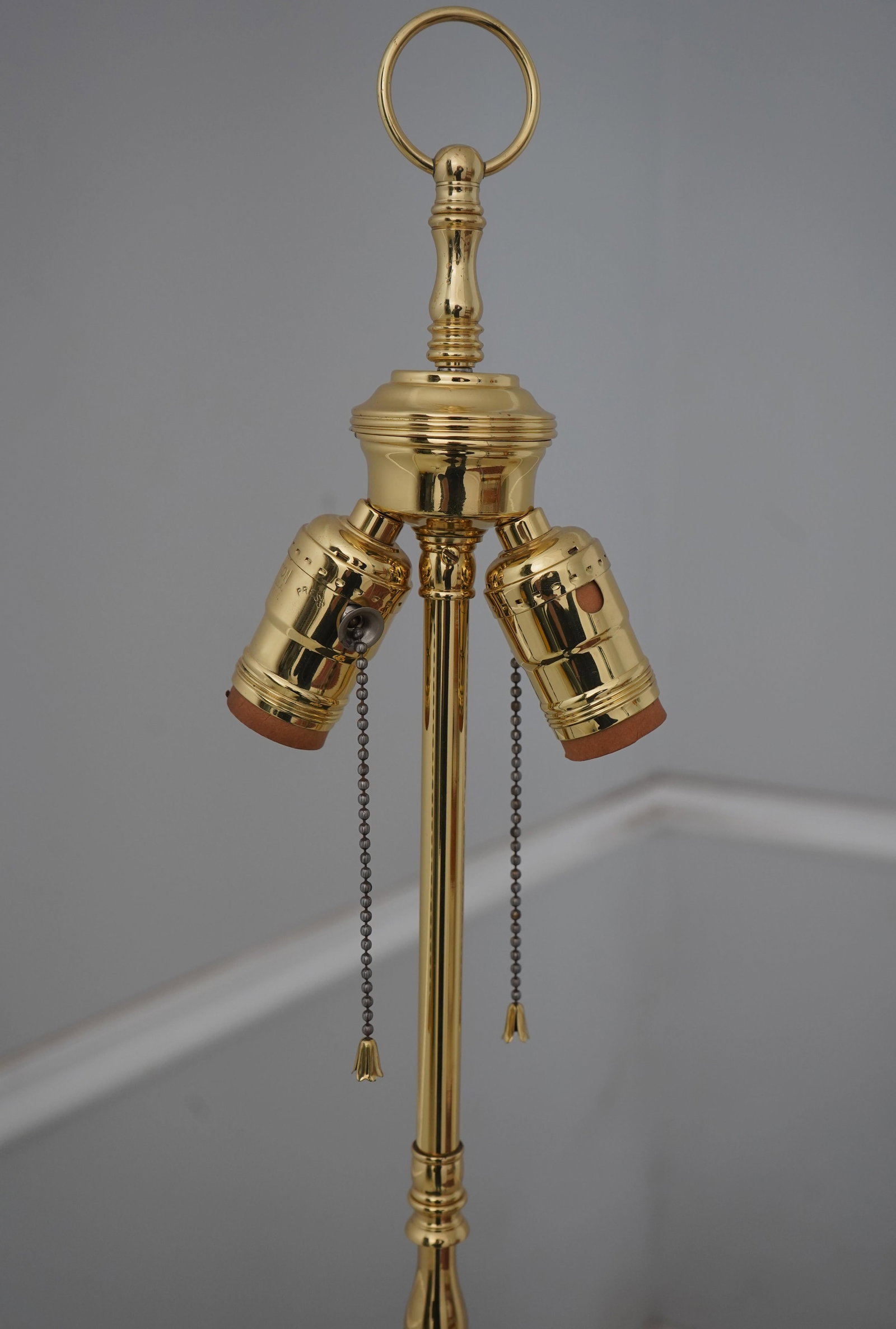 1990s Pair Solid Brass Candlestick Form Table Lamps - 4