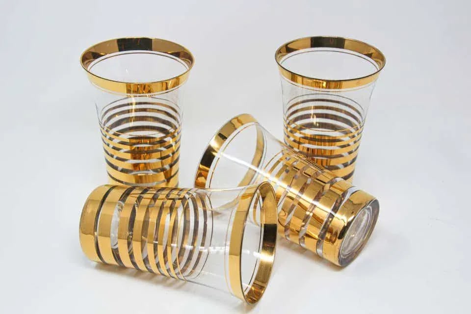 French Cocktail Glasses with 22-Karat Gold Design - Set of 4 - 2